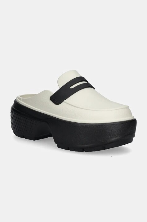 Crocs papuci Stomp Loafer Clog femei, culoarea bej, cu platforma, 209937