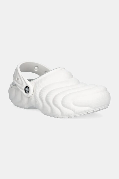Crocs papuci Classic Lined Overpuff Clog femei, culoarea alb, 210059
