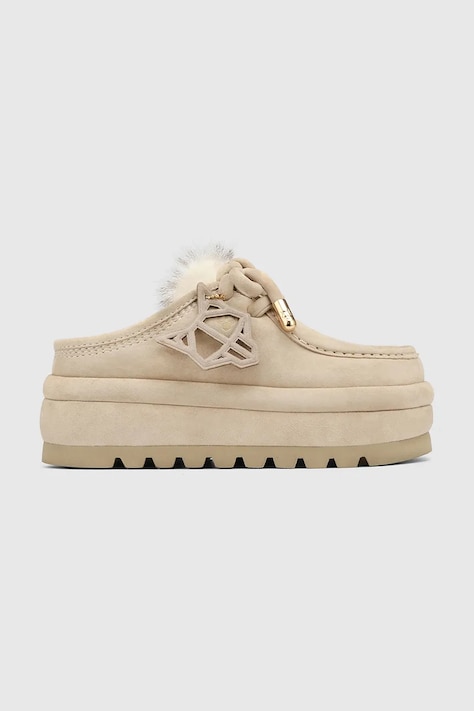 Naked Wolfe Suede slippers Blizzard beige color Blizzard Suede Faux Fur Ice