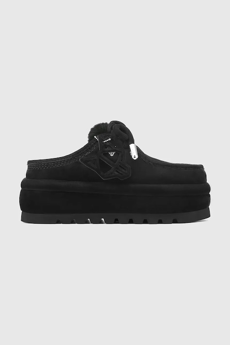 Naked Wolfe papuci din piele intoarsa Blizzard culoarea negru, Blizzard Suede Shearling Black