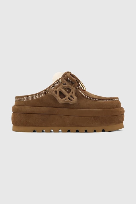 Naked Wolfe papuci din piele intoarsa Blizzard culoarea maro, Blizzard Suede Shearling Tan