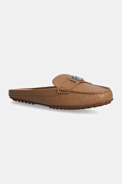 Lauren Ralph Lauren slapi de piele Barnsbury Pebbled femei, culoarea bej, 802937814009