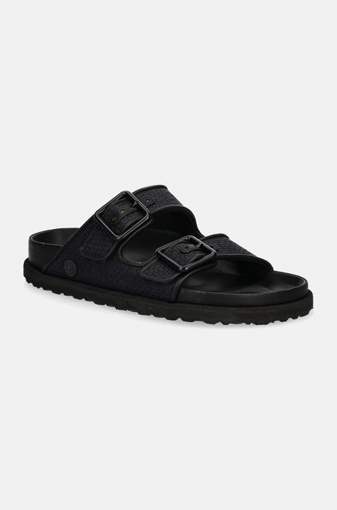 Birkenstock 1774 sliders Arizona Raffia Luxe women's navy blue color 1028834