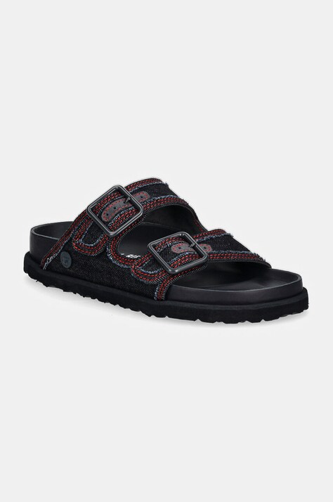 Birkenstock 1774 ciabatte slide Arizona Stone Washed Denim donna colore blu navy 1028850