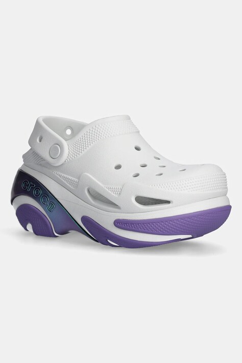 Шльопанці Crocs Bubble Crush Reflector Clog жіночі колір білий на платформі 210743