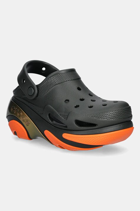 Crocs papuci Bubble Crush Reflector Clog femei, culoarea verde, cu platforma, 210743