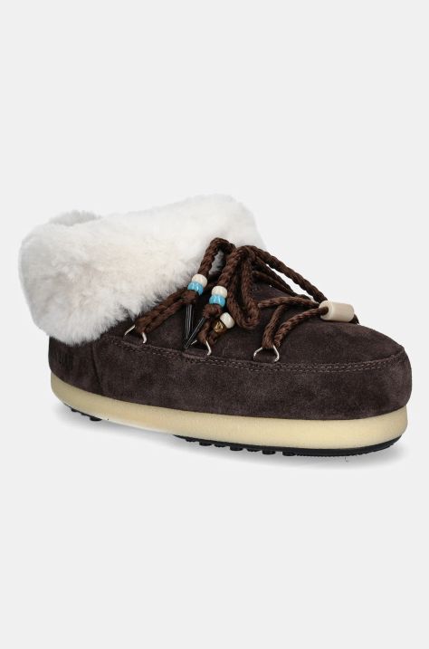 Moon Boot śniegowce zamszowe MB EVX MULE SUEDE BEADS kolor brązowy 80D1470040 ML01