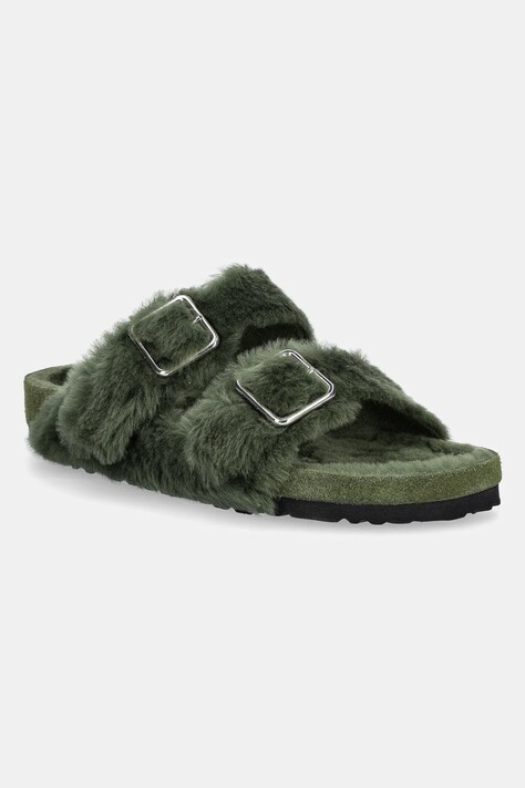 Μάλλινες παντόφλες Birkenstock 1774 Arizona BB γυναικείες, χρώμα: πράσινο, 1030001