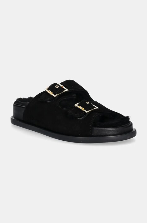 Elisabetta Franchi papuci din piele intoarsa pentru copii culoarea negru, F4A0.E0171.0446