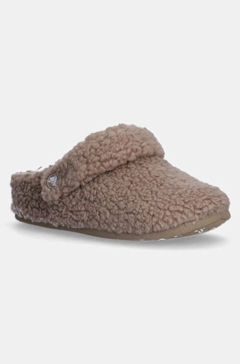 Crocs kapcie dziecięce CLASSIC COZZZY SLIPPER kolor zielony 210856