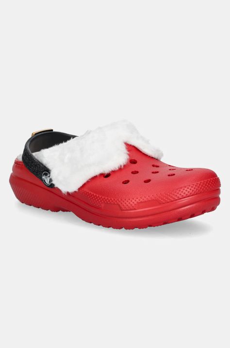 Детские шлепанцы Crocs CLASSIC LINED SANTA CLOG цвет красный 210931