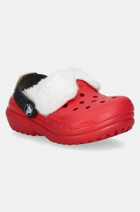 Crocs klapki dziecięce CLASSIC LINED SANTA CLOG kolor czerwony 210932