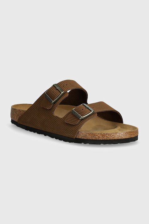 Semišové šľapky Birkenstock Arizona pánske, hnedá farba, 1028280