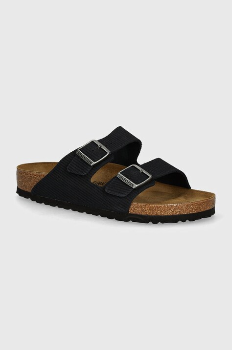 Birkenstock papuci din piele Arizona barbati, culoarea albastru marin, 1028257