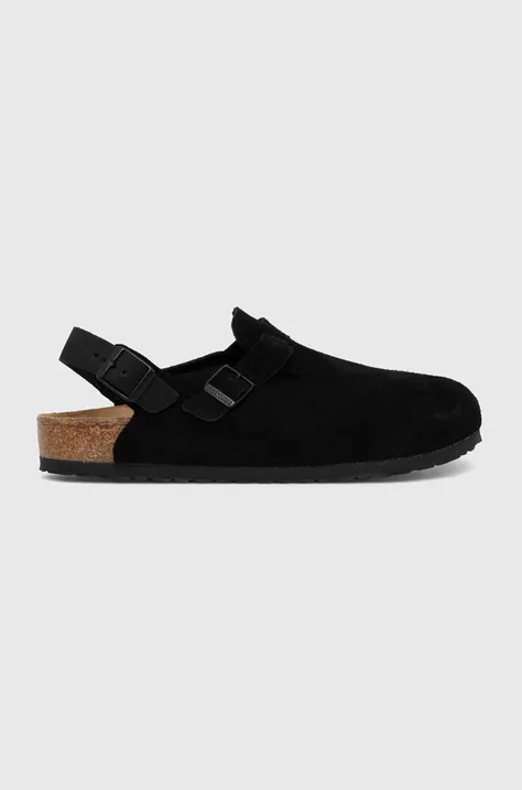 Birkenstock suede sliders Tokio men's black color 1028337