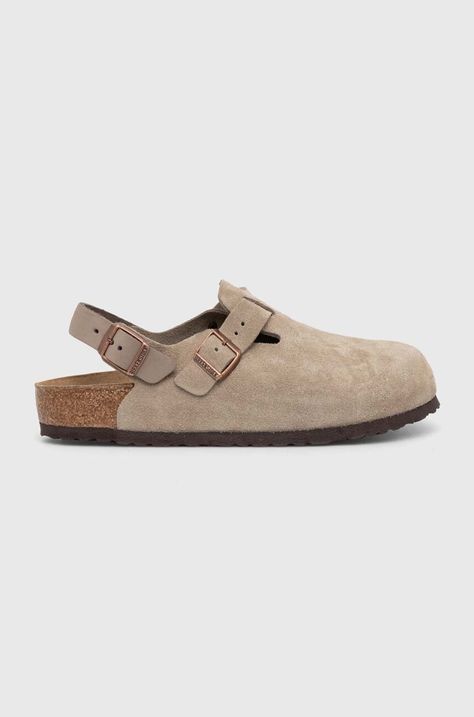 Παντόφλες σουέτ Birkenstock Tokio χρώμα: μπεζ, 1028287