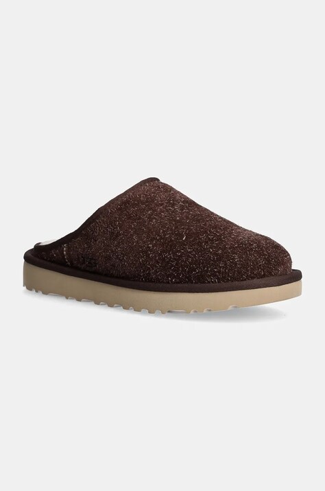 UGG papuci din piele intoarsa Classic Slip-On Shaggy Suede culoarea maro, 1153104-BCDR