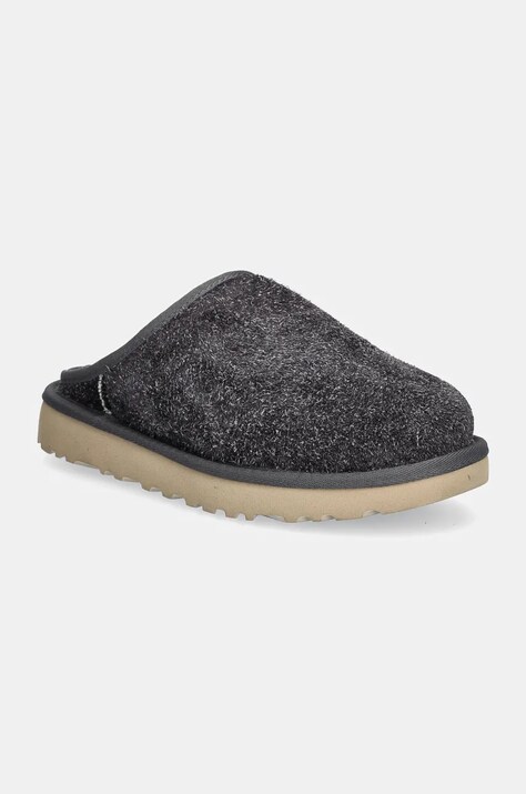 UGG papuci din piele intoarsa Classic Slip-On Shaggy Suede culoarea gri, 1153104-DGRY