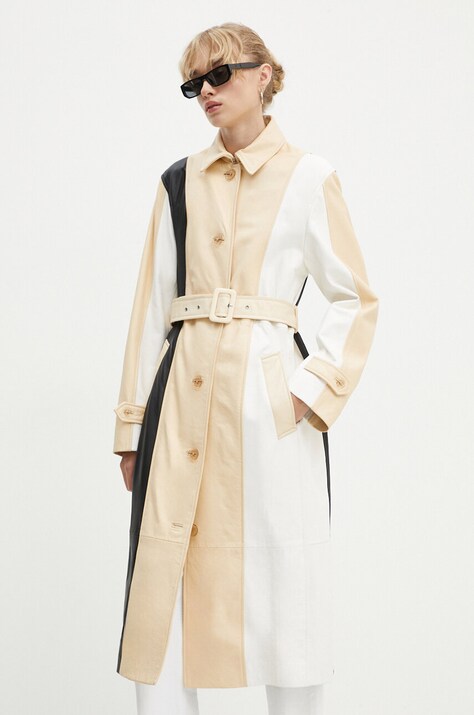 Moschino Jeans cappotto in pelle donna colore beige  3706.8216