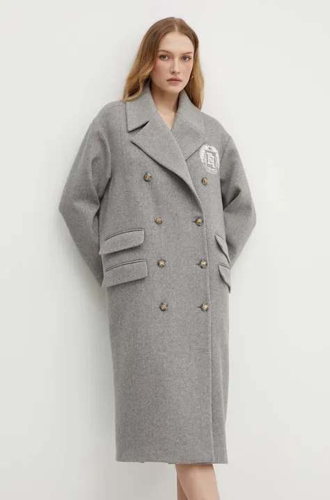 Пальто Elisabetta Franchi жіноче колір сірий перехідне двобортне CP00346E2
