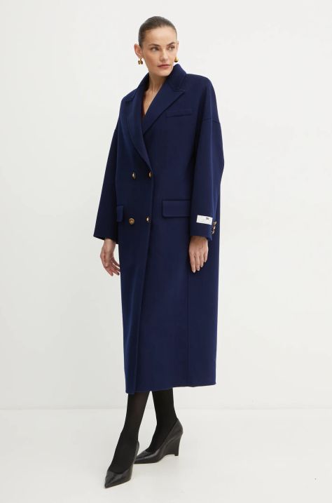 Elisabetta Franchi cappotto in lana colore blu navy  CP55D46E2