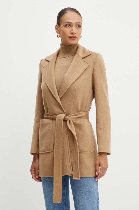 Шерстяное пальто MAX&Co. цвет коричневый переходной без замка 2428086014200