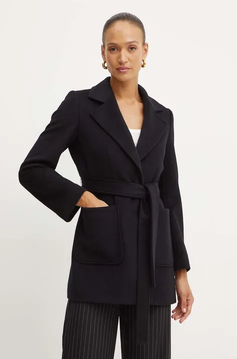Vlnený kabát MAX&Co. čierna farba, prechodný, bez zapínania, 2428086014200
