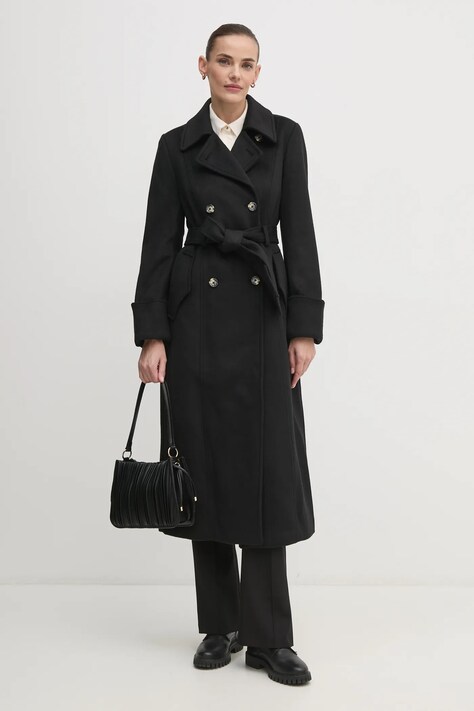 Dkny palton din lana culoarea negru, de tranzitie, D2G4A204