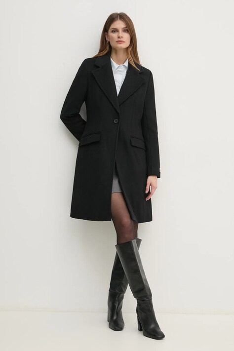 Dkny palton femei, culoarea negru, de tranzitie, DLEMWN51