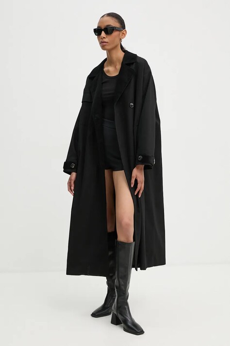 Тренч Résumé CairoRS жіночий колір чорний перехідний oversize 122821237