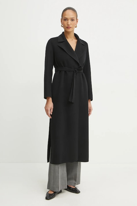 Marella palton de lana femei, culoarea negru, de tranzitie, desfacut, 2423016031200