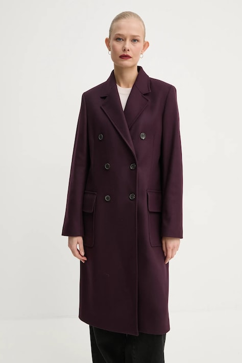 Μάλλινο παλτό PS Paul Smith χρώμα: μοβ, W2R.240C.N21059