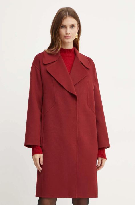 Luisa Spagnoli cappotto in lana SCACCO colore rosso  541243