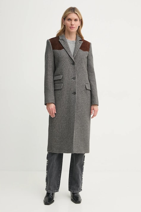 Пальто The Kooples жіноче колір сірий перехідне FMAN29002K