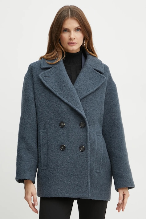 Vuneni kaput Patrizia Pepe boja: siva, za prijelazno razdoblje, oversize, 2O0157 A489