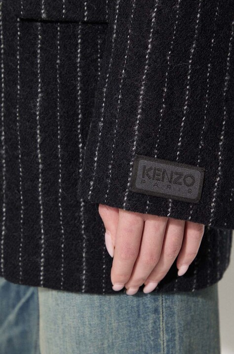 Вовняне пальто Kenzo Tennis Stripes Pea Coat — фото 6