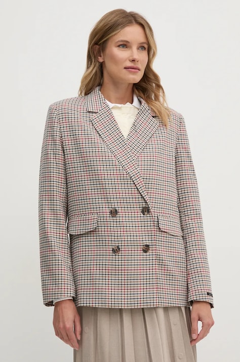 Pepe Jeans marynarka BAILEY kolor beżowy dwurzędowa wzorzysta PL402454