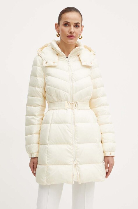 Twinset geaca de puf femei, culoarea bej, de tranzitie, 242TP2182