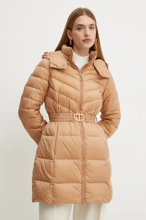 Twinset geaca de puf femei, culoarea roz, de tranzitie, 242TP2182