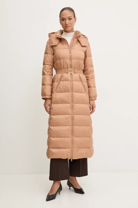 Twinset geaca de puf femei, culoarea roz, de iarna, 242TP2183