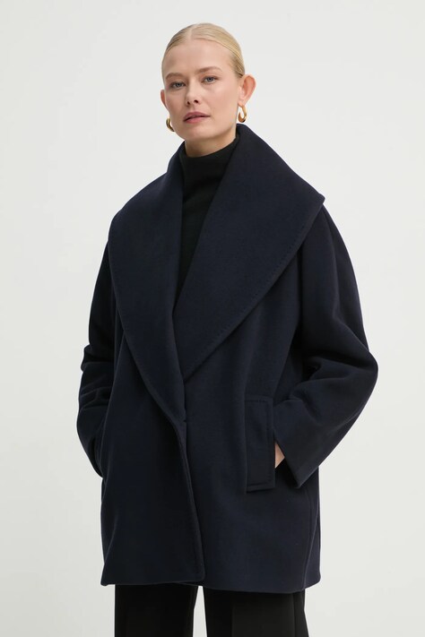 Шерстяное пальто Marella цвет синий переходное oversize 2423086072200