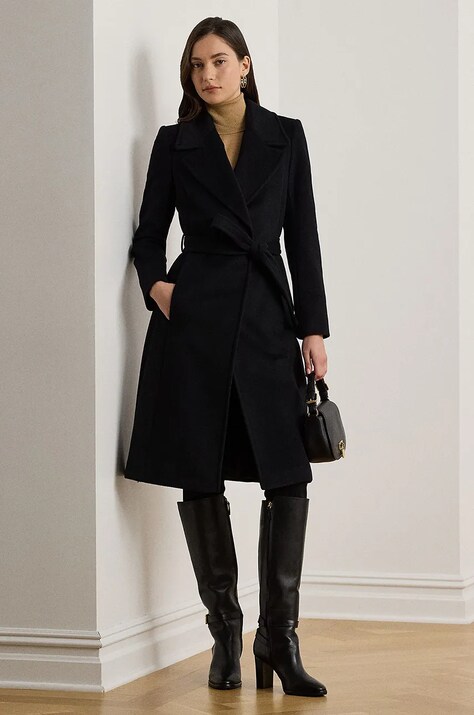 Шерстяное пальто Lauren Ralph Lauren цвет чёрный переходное 297962169