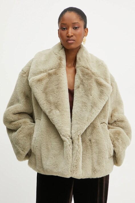 BOSS palton femei, culoarea bej, de tranzitie, oversize, 50524986