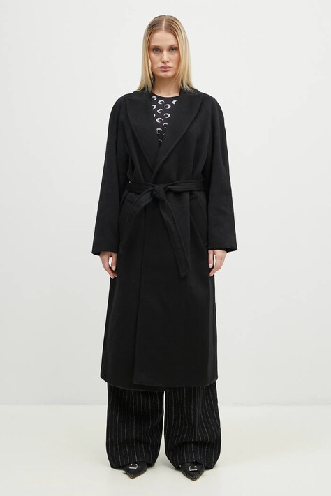 A.P.C. palton de lână Manteau Floriane culoarea negru, de tranzitie, WOAQZ-F01544