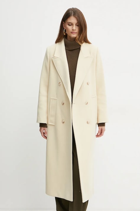 Ivy Oak palton de lana culoarea bej, de tranzitie, IO111135