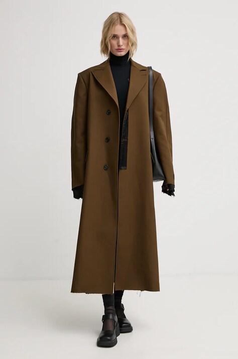 MM6 Maison Margiela palton femei, culoarea verde, de tranzitie, S62AA0088.M35222