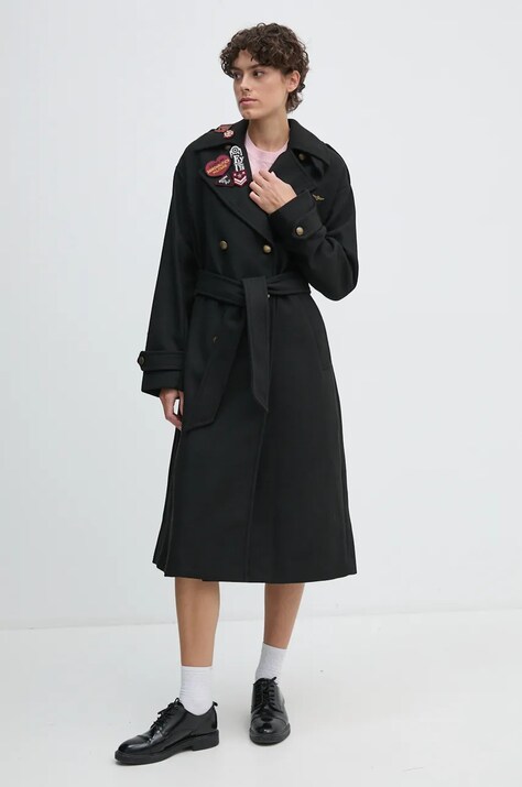 Aeronautica Militare palton din lana culoarea negru, de tranzitie, oversize, AB2971DCT3403