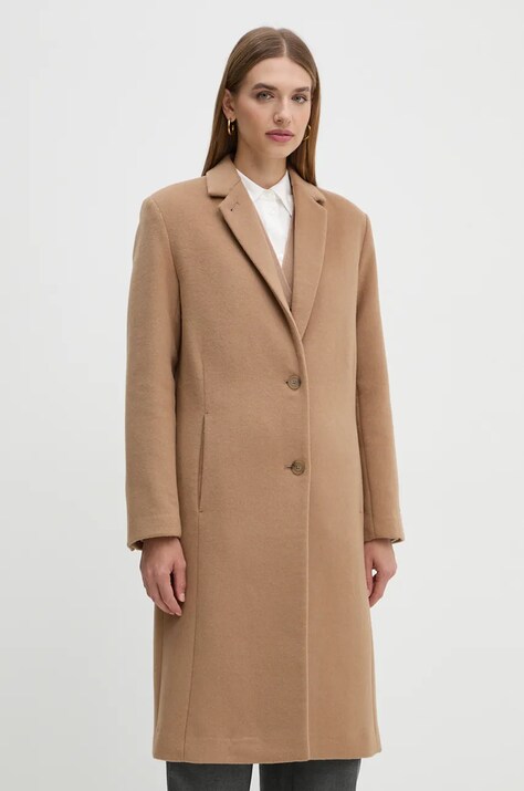 Vlnený kabát Calvin Klein šedá farba, prechodný, K20K207701