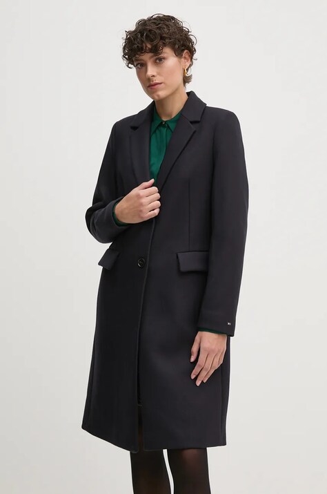 Vuneni kaput Tommy Hilfiger boja: tamno plava, za prijelazno razdoblje, WW0WW42738