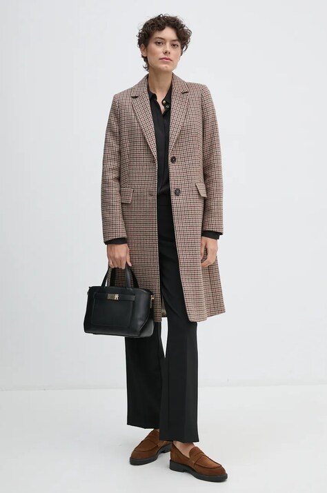 Tommy Hilfiger palton din lana culoarea bej, de tranzitie, WW0WW43195